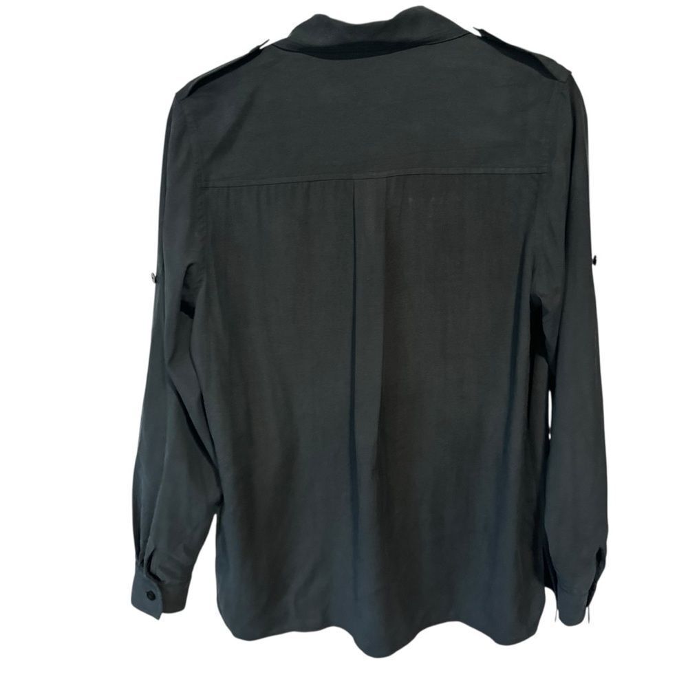 Revolve Equipment Black Gray Sueded Finish Utility Button-Up Shirt Blouse - Picture 7 of 8